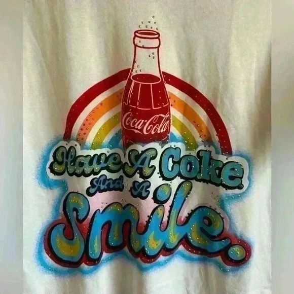 Coca Cola “Have A Coke And A Smile” White T-shirt - Woman’s Size Small - Picture 5 of 7